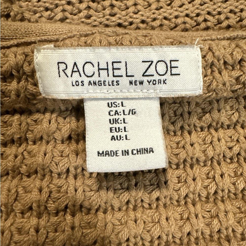 Rachel Zoe Tan V-Neck Knit Sweater with Hood - Picture 6 of 8